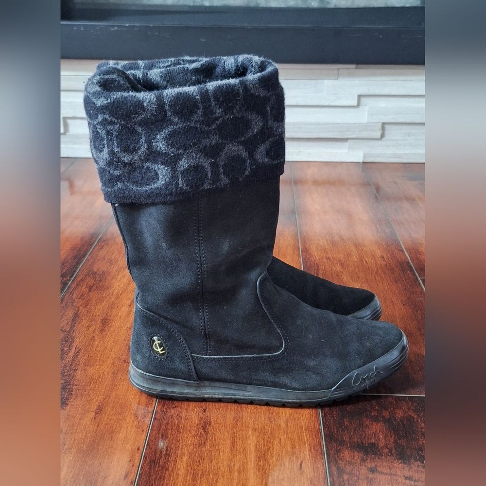COACH Tatum Suede Boots - Womens Size 5.5 M - Black EUC - Picture 6 of 8